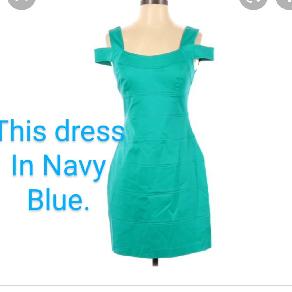 Navy blue double strapped knee length dress